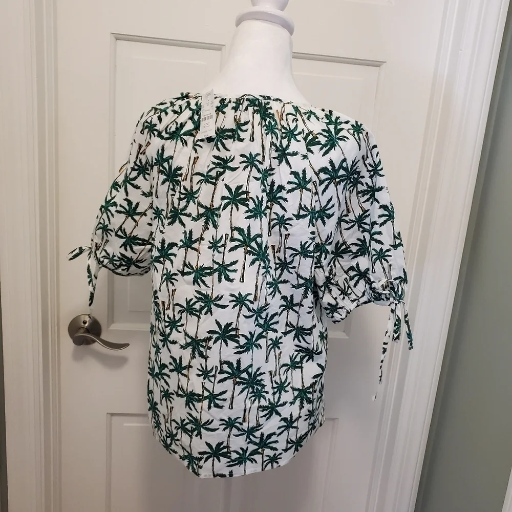 NWT J. CREW Button-Front Top w/Tie sleeves Size Small Ret. $79.50, Preppy, fun